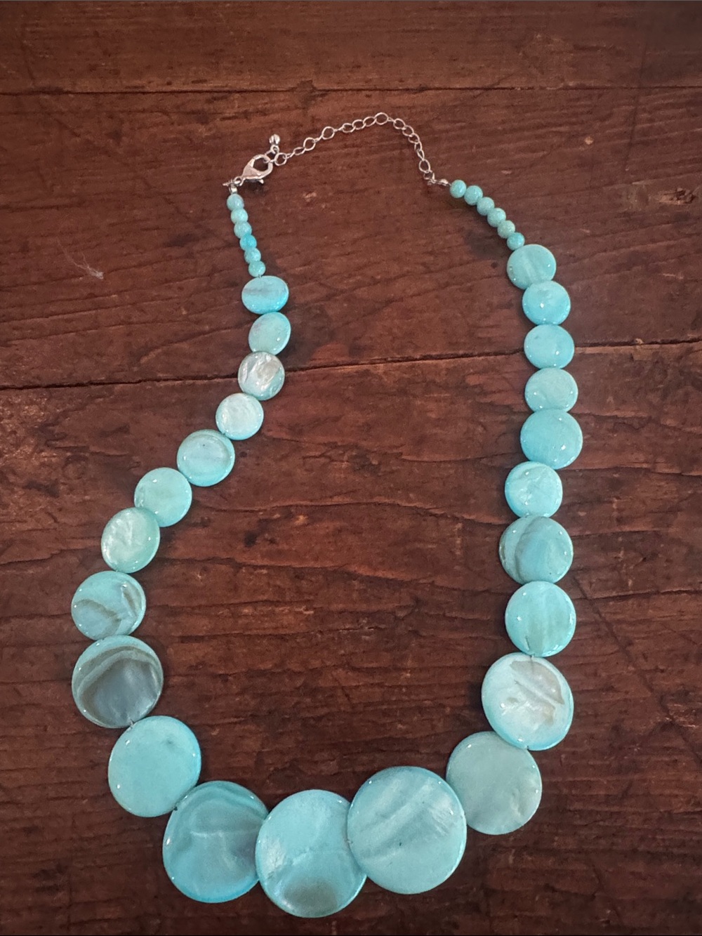 Turquoise Disc Bead Necklace - Women's Fashion Jewelry